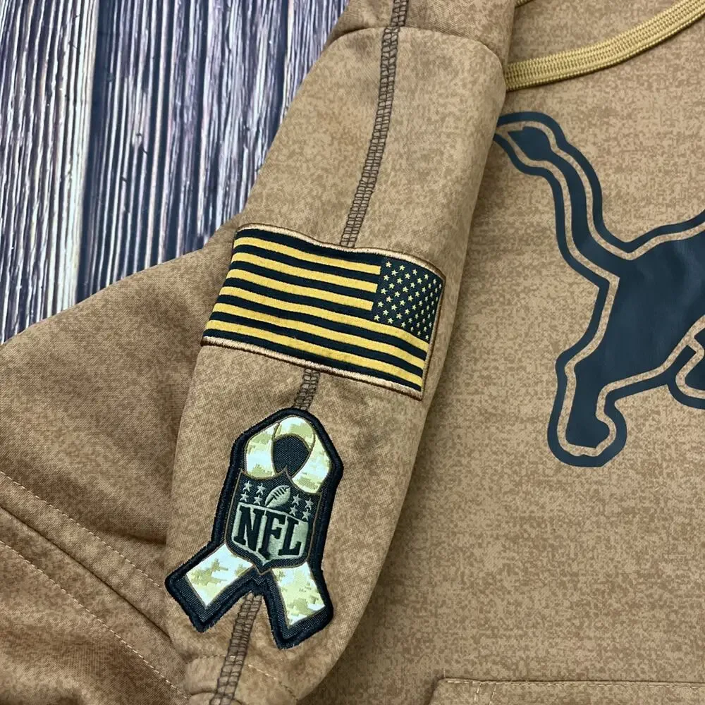 Detroit Lions NFL On Field Hoodie Nike Salute Military Style Mens Size XL